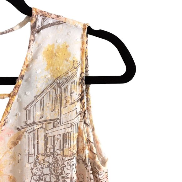 C Est 1946 Swiss Dots Sleeveless Tier V-neck Yellow Short Dress XS - Picture 6 of 10